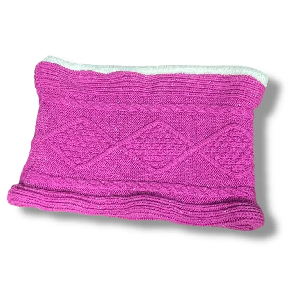 Hanna Andersson Kids Sherpa Neck Gaiter Tube Scarf Hand Muff Ski Pink Coquette